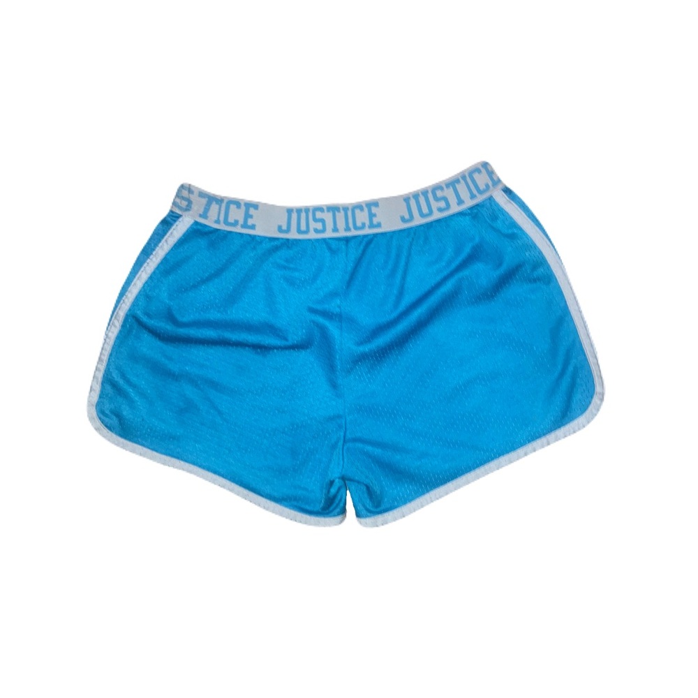 Justice Turquoise Blue Sport Shorts with White Waistband